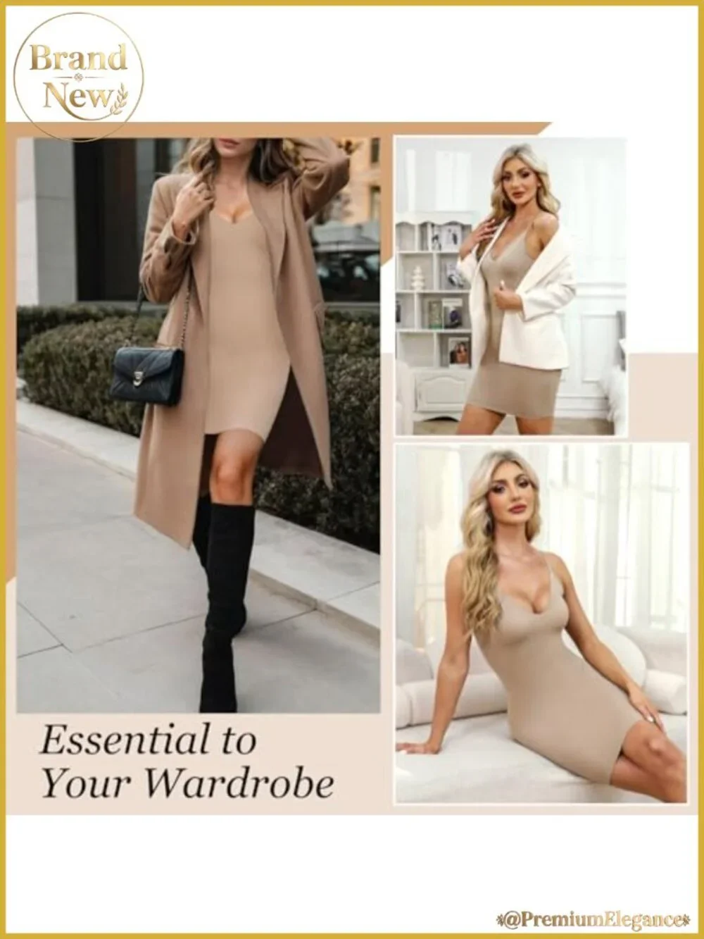 Nylon Spandex Shapewear Slip Dress, Full Slip Tummy Control Body Shaper
